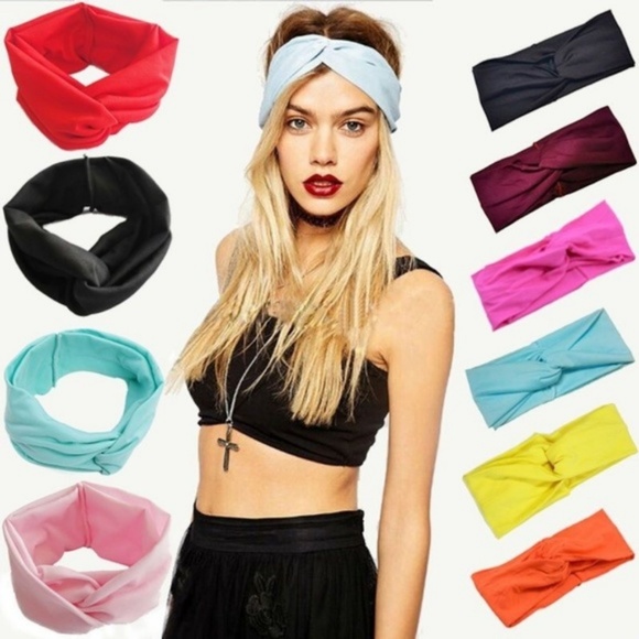 Women's Solid Turban Twist Headband Yoga - Picture 1 of 7